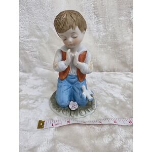 Vintage Porcelain Praying Boy Figurine with Bird and Flower UCGC Taiwan